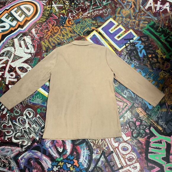 Vintage 90s Beyond Basics by Billie Jo Beige Suede-Look Sports Coat - Size Small - Picture 8 of 9